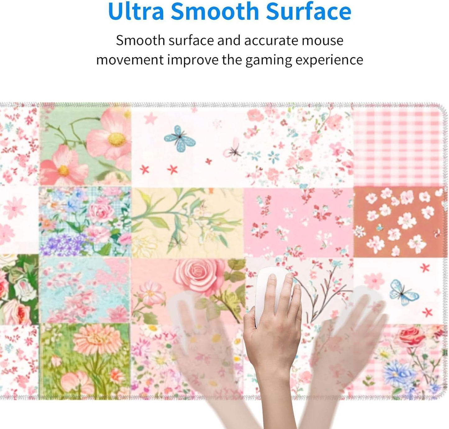 Patchwork Mouse Pad 31.5 X 11.8 Inch Big Desk Rubber Base Stitched Edges Keyboard Pad XXL Mouse Mat for Home Game and Office