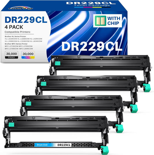 DR229 Drum Unit for Brother DR-229 DR 229 Work for HL-L3220CDW HL-L3280CDW HL-L3295CDW HL-L3300CDW MFC-L3720CDW MFC-L3780CDW MFC-L8395CDW Wireless Compact Digital Color Printer(4 Packs)