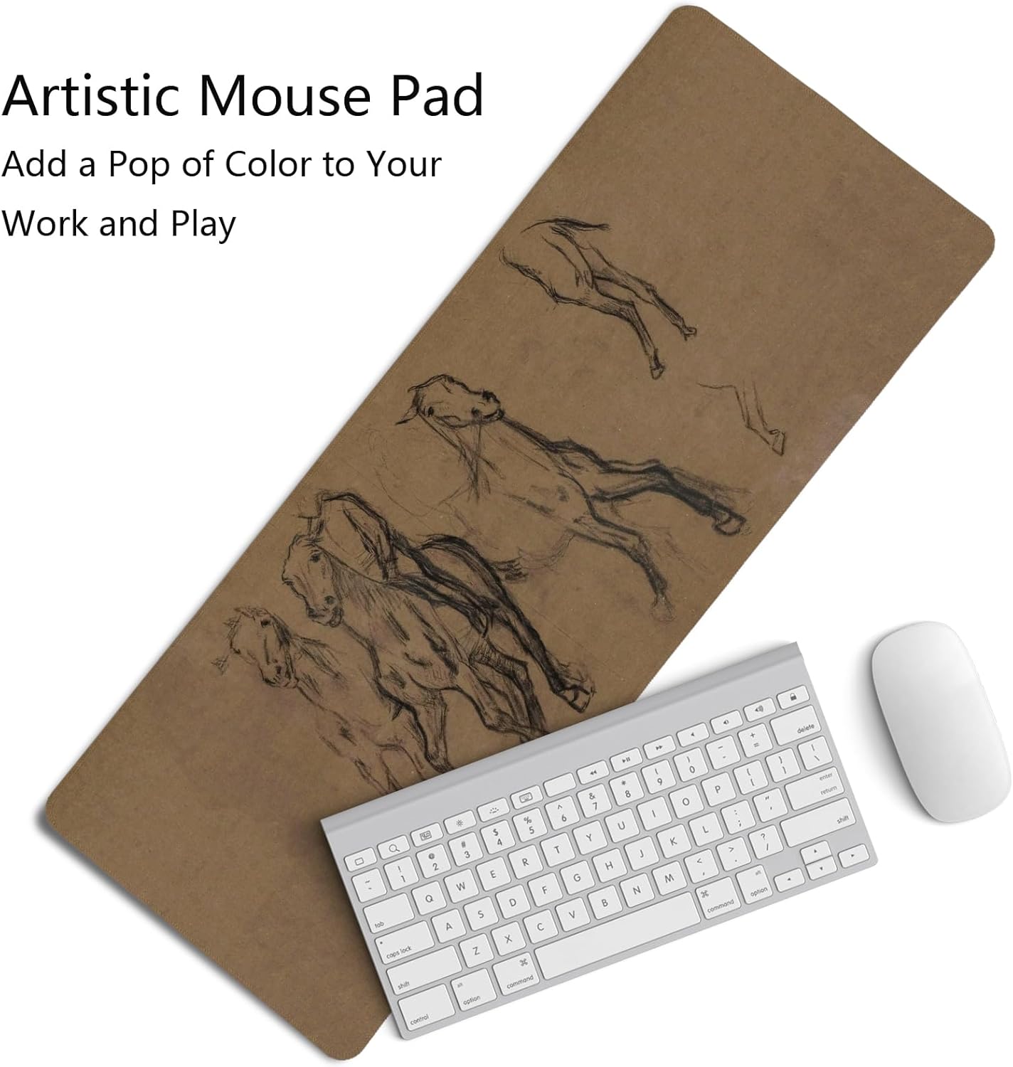 Vintage Western Mouse Pad,Retro Horse Desk Mat for Laptop,XL Large Vintage Mid Century Grey Abstract Art Mouse Pad for Home Decor Office Dorm, Horse Decor for Desktop 31.5x11.8 Inch
