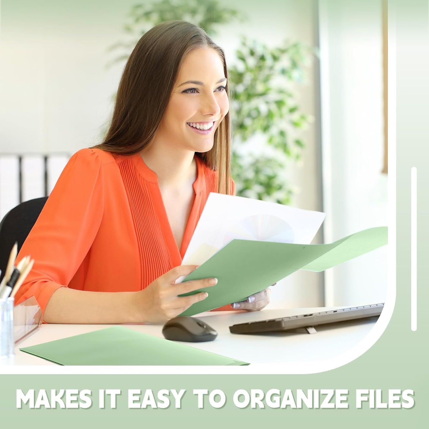 Gueevin 50 Pcs Plastic Folders with Pockets, Back to School Two Pocket Folder Fit Letter Size, Heavy Duty School Business Card Holder for Home Office, 11. 61 x 9. 45 Inches (Sage Green)