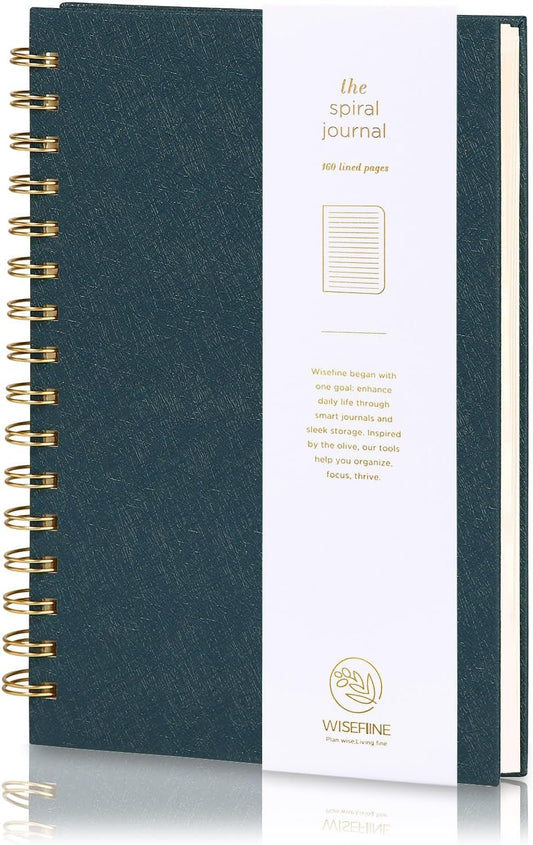 Spiral Journal Notebook with 160 Lined Pages – Hardcover Writing Journal with Gold Twin-Wire Binding, A5 College Ruled Notebooks for Work, School, Travel, Diary, Gift for Women & Men Navy Blue