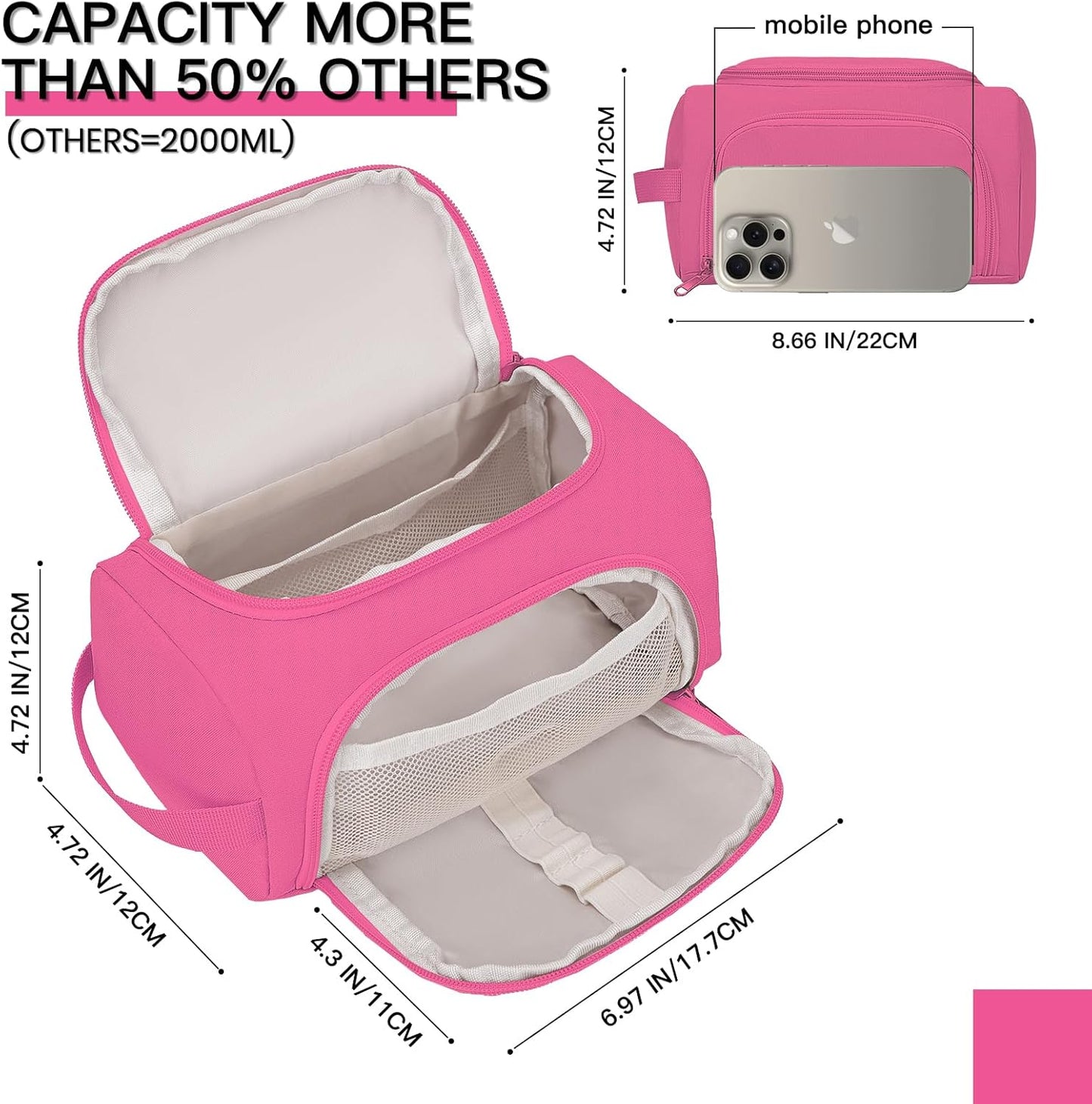 Hsmihair Large Pencil Pouch,Pencil Case Aesthetic,Zipper Pencil Box for Girls Back to School Supplies Emergency Bag Makeup Bag (Deep Pink)