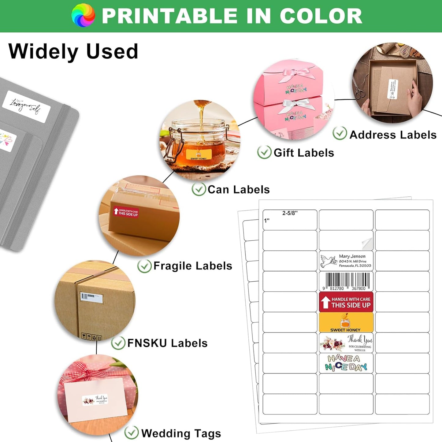 Address Labels 1" x 2-5/8" Mailing Labels for Envelopes, 900 White Printable Blank Label Stickers for Address, Mailing, Lase/Inkjet Printer, 8.5"×11" 30 Up Small Labels Per Sheet (30 Sheets)