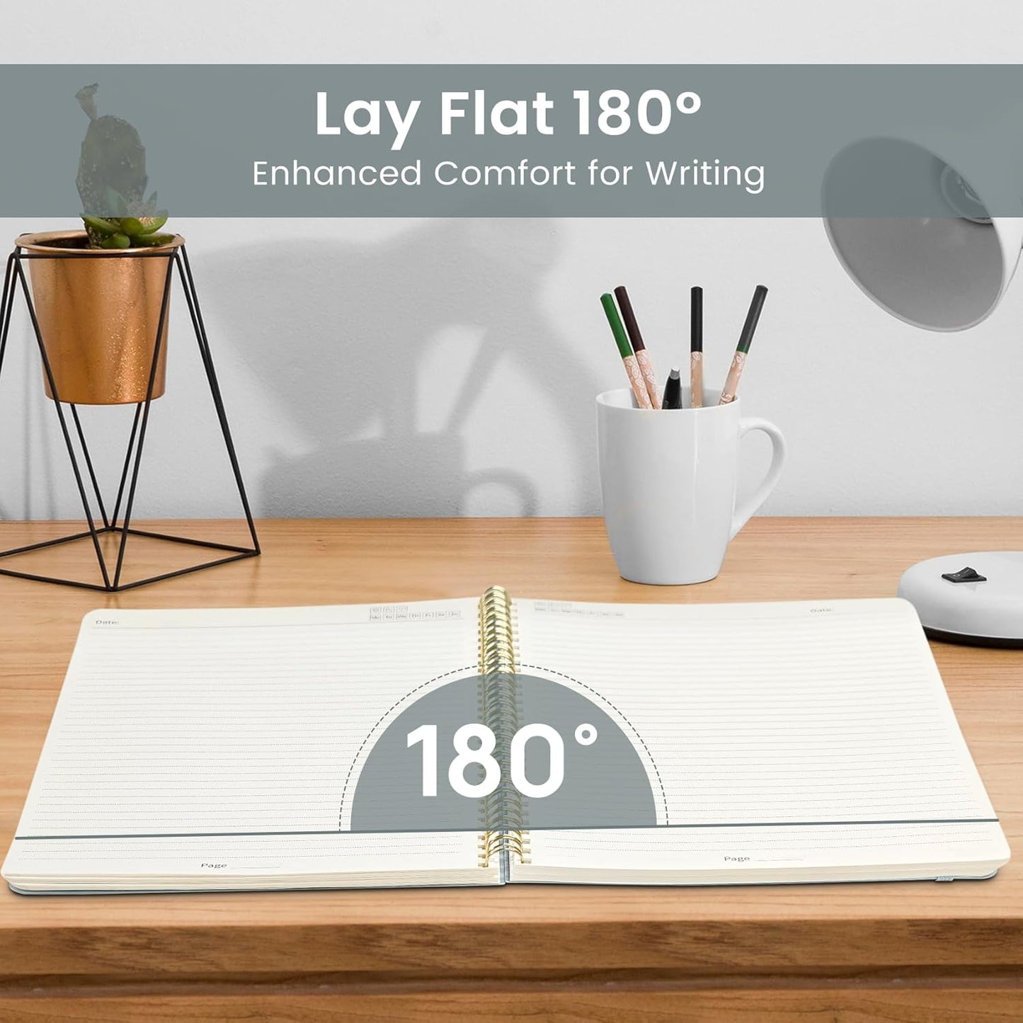 Taja Spiral Lined Notebook, 8.5"x11" Notebooks for Work, Large A4 Journal for Women & Men, College Ruled Journaling Notebook for Writing, Plastic Cover Spiral Journal, Airy Blue