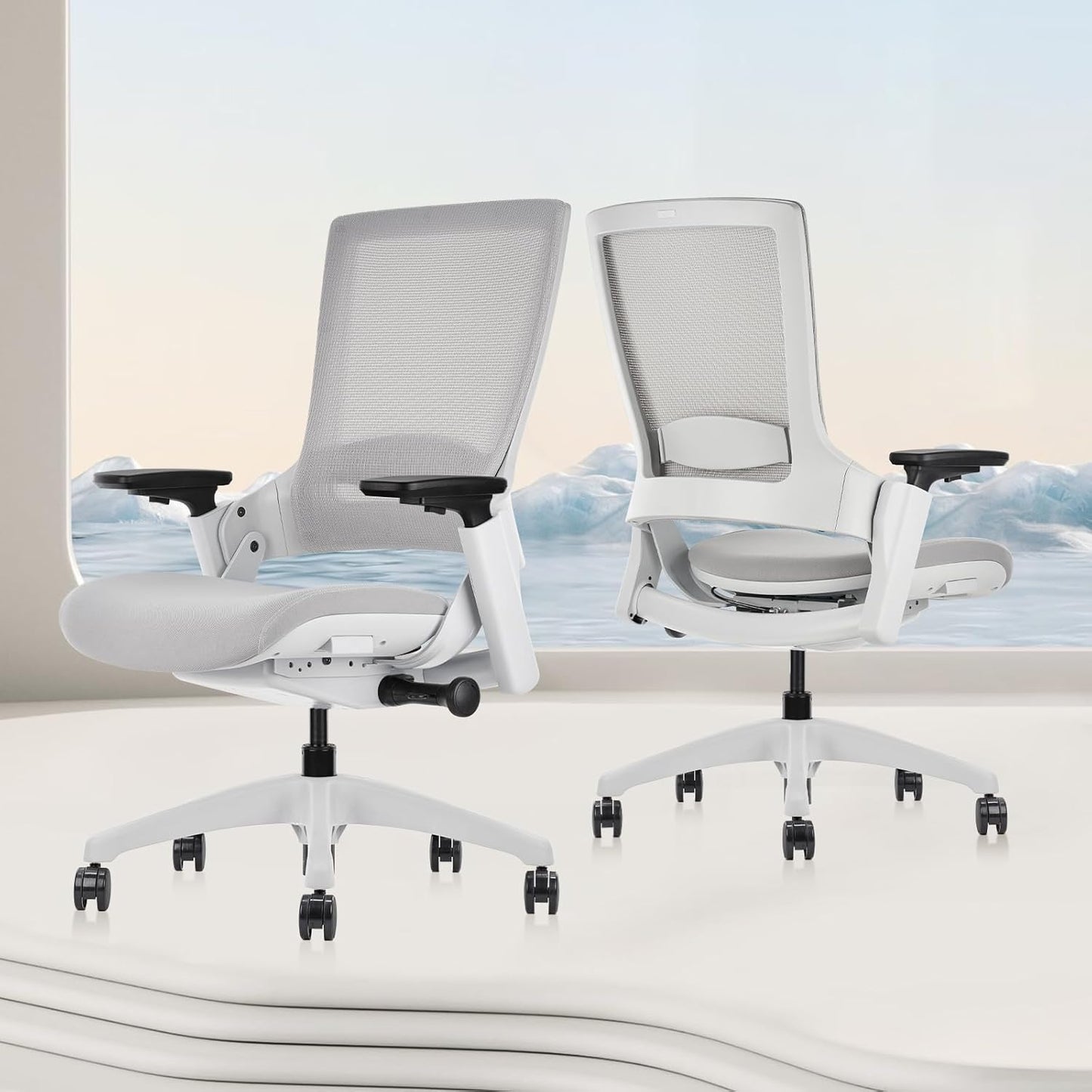 CLATINA Office Chair Swivel Executive Chair, Adjustable Ergonomic Computer Chair with 3D Armrest and Lumbar Support, Mesh Backrest Task Chair for Home Office Conference Room Studio, 2 Pack