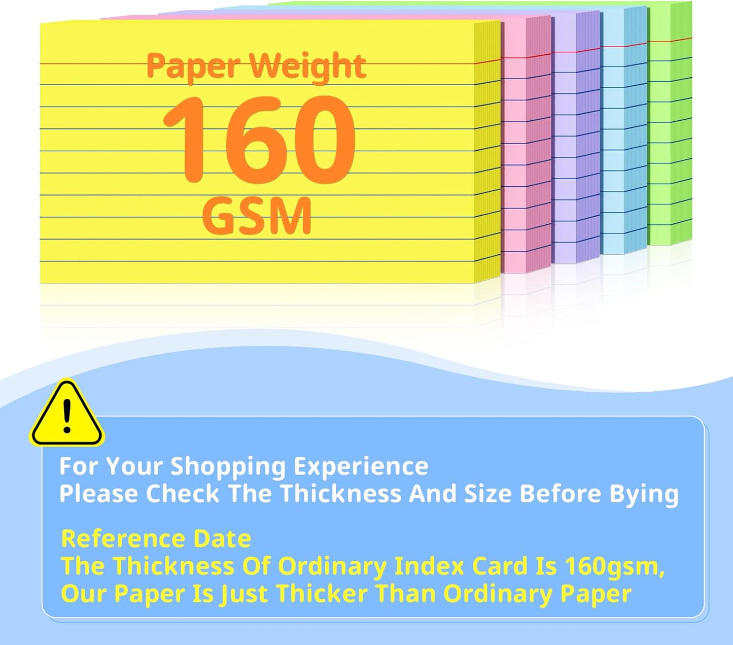 Colored Index Cards 3 X 5, 250 Count, Flash Cards For Studying, Lined Flashcards Notecards, Study Card, Ruled Front And Blank Back, Heavy Note Cards For Office, Home And School