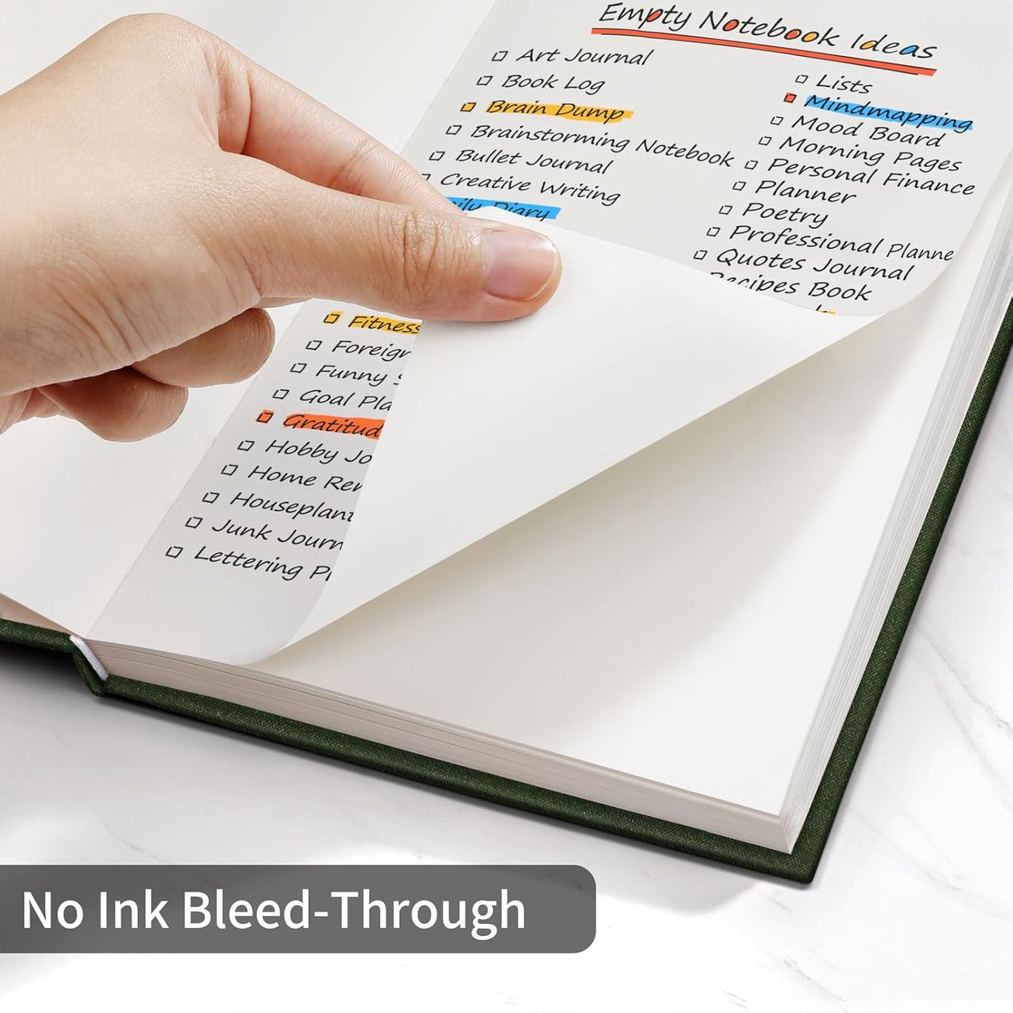 Annecy Blank Journal Notebook, Medium 5.5x 8.25, 160 Pages 100GSM Writing Paper, A5 Deep Green Linen Cover