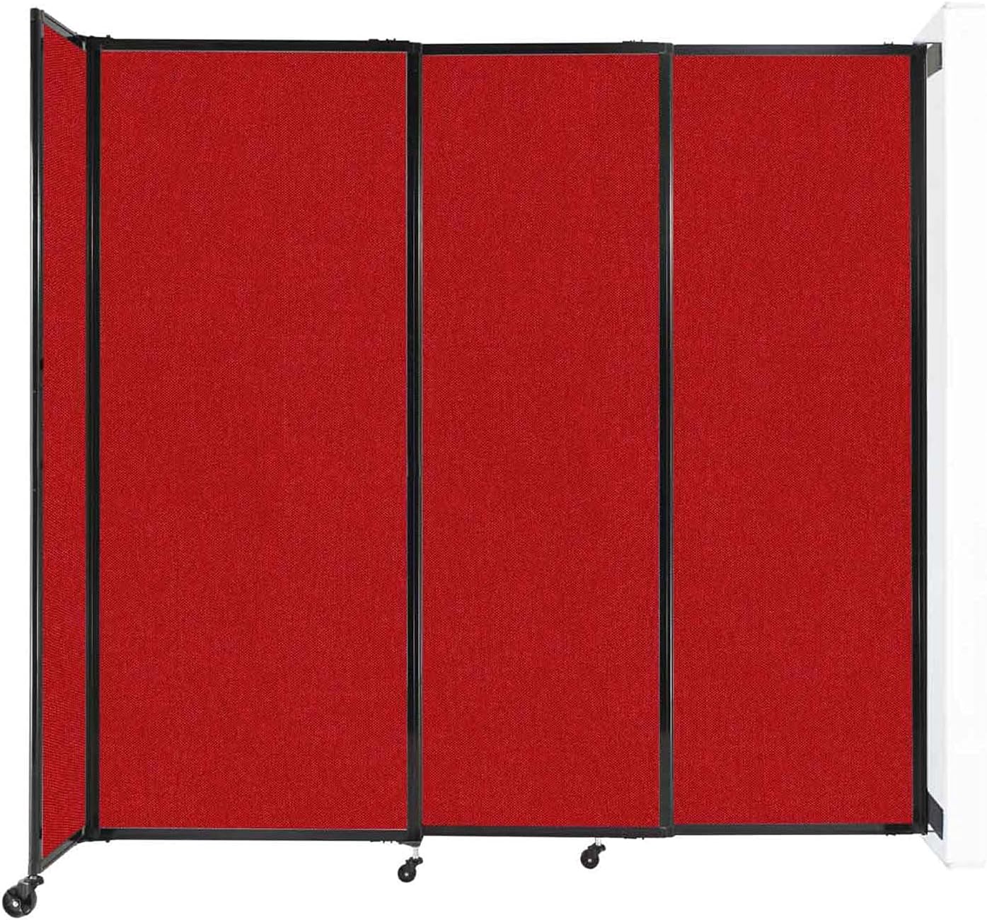 Wall-Mounted Sliding StraightWall Room Divider | Adjustable Widths | Locking Wheels | Room Separator | Up to 7'2" Wide x 6'10" Tall Red Fabric Panels
