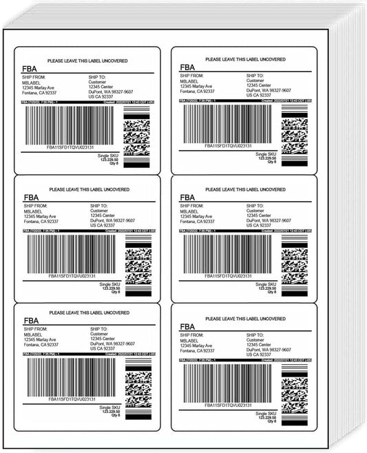30 Sheets, 180 Count Labels, 6 Up White Permanent Self Adhesive Shipping Labels, 3 1/3” x 4” Printable Stickers for Laser & Inkjet Printers