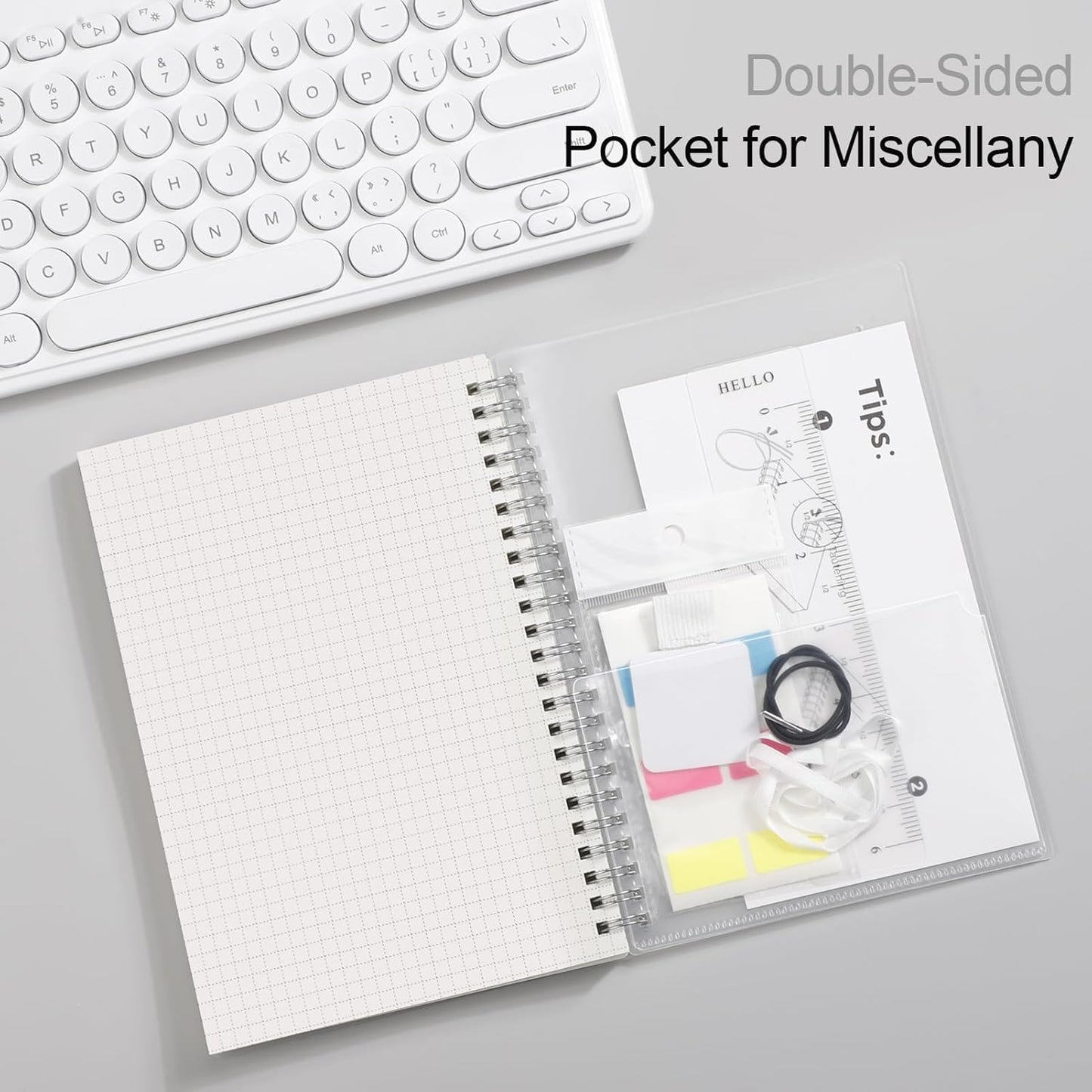 AHGXG Graph Paper Notebook - Spiral Notebook Journal 160 Pages, A5 Graph Notebook 5.7" x 8.3", 100 gsm Thick Grid Paper, Waterproof Plastic Cover, for School Writing Engineering Math, Transparent