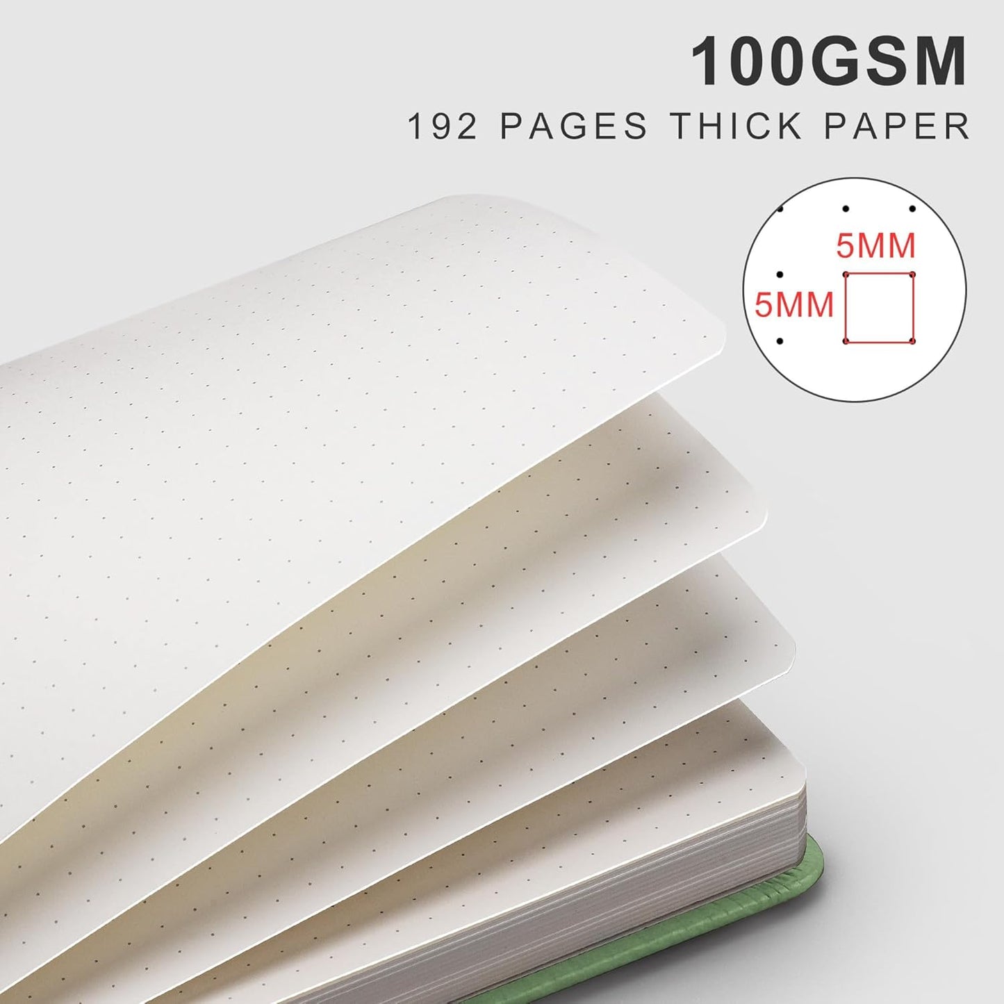 EMSHOI Leather Journal - 8.5"x11" Hardcover Bullet Dotted Notebook for Women & Men, 192-Page A4 Dot Grid Journal with 100 GSM Thick Paper, Ideal for Writing, Work & Creative Planning (Green)