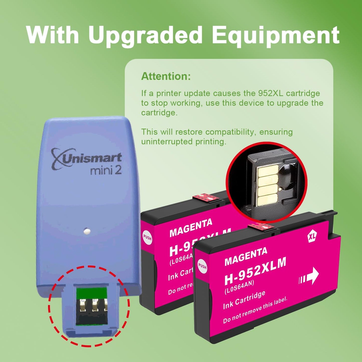 952XL Magenta Ink Cartridges with Upgrade Device Replacement for HP 952XL 952 XL for HP Officejet Pro 7740 8720 8710 8210 8715 8740 8702 8730 8725 Printers (952XL Magenta High-Yield 2 Packs)