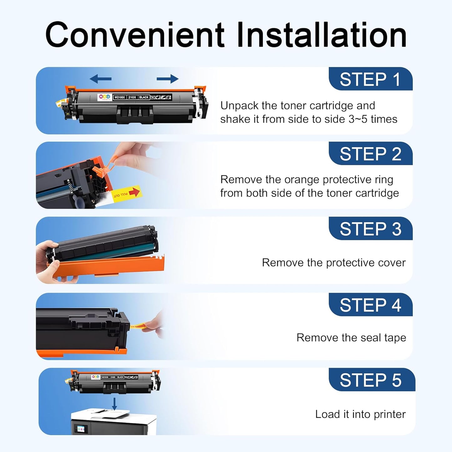 210X Black Toner Cartridges High Yield(with Chip) Replacement for 210A 210X W2100X Toner Cartridge, Fitting for Color Pro MFP 4301fdw 4301dn 4301dw, Pro 4201dw 4201dn(2 Pack Black)