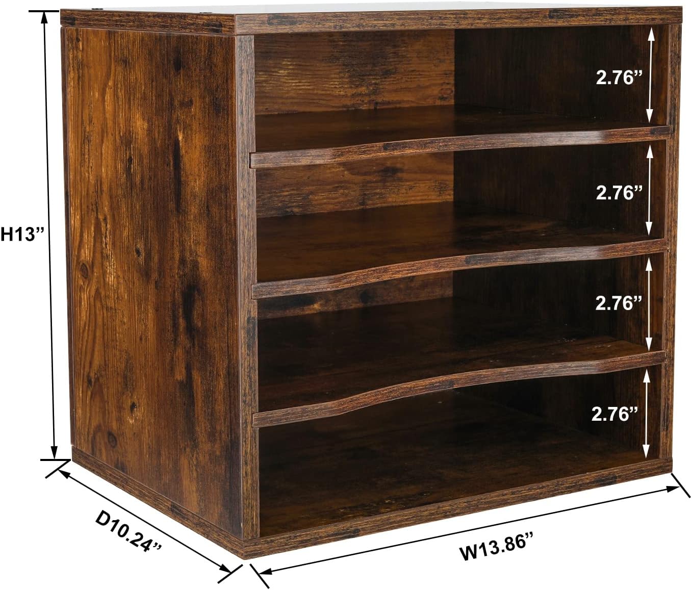 PAG Mail Sorter, Wood Countertop Literature Organizer, Office Supplies Desktop File Bill Paper Organizer for Home School, 4 Compartments, Antique Brown