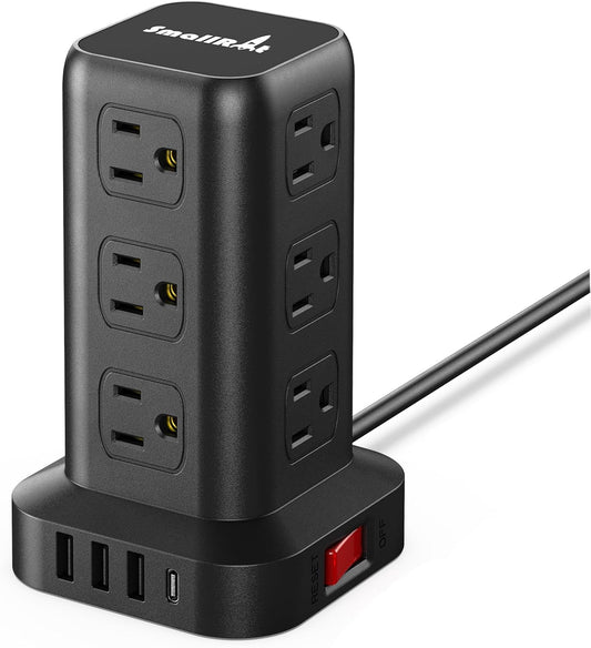 PD 20W USB C Surge Protector, Mini Power Strip Tower Travel 12 AC 4 USB Power Strip with USB Ports 6.5FT Overload Protection for Home Office
