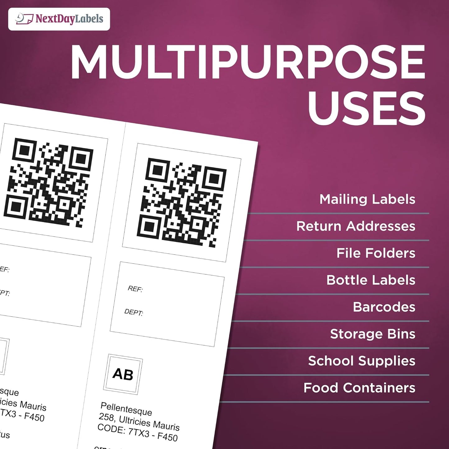 NextDayLabels – 4-1/4" x 11" Rectangular Sticker Labels for Printer - White Laser/Inkjet Printer Labels Return Address Labels Shipping Label Stickers (25 Sheets, 2 Per Sheet, 50 Labels)