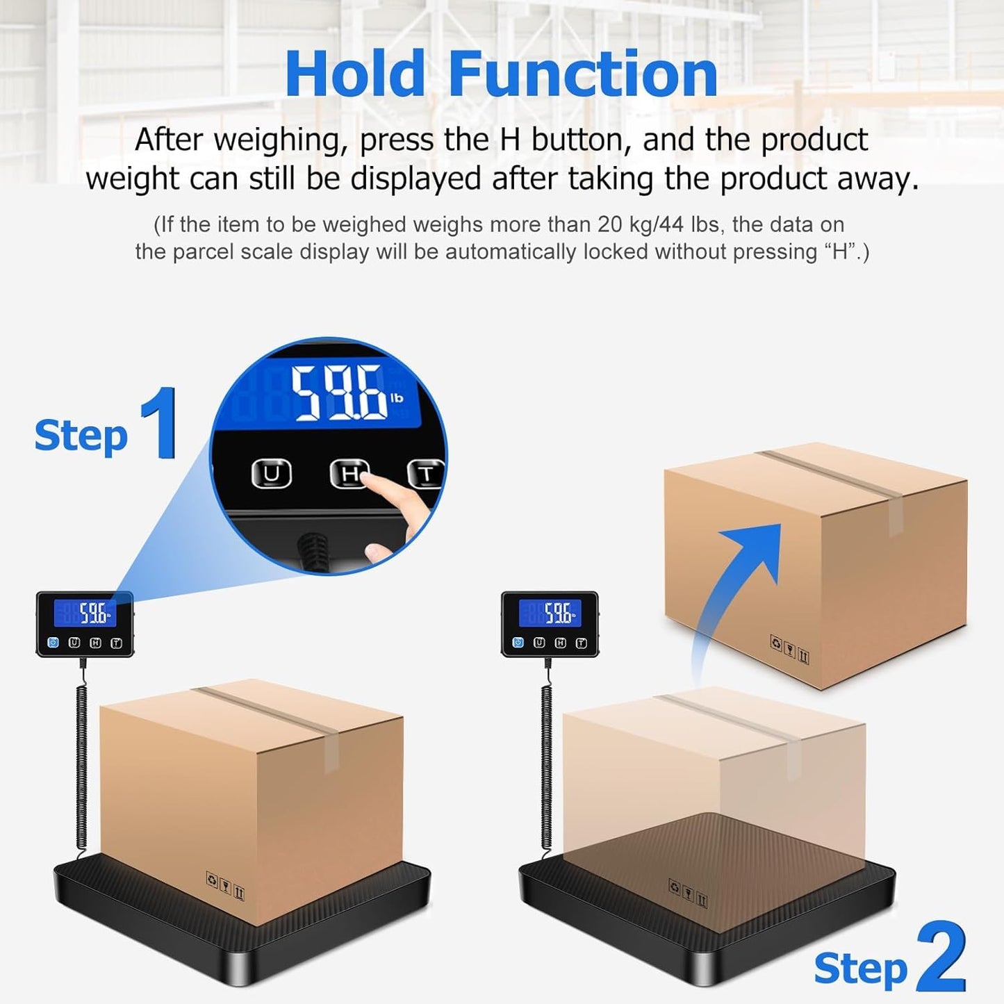 440lb Shipping Scale, 0.35oz High Accurate Digital Package Scale with Hold/Tare Function, Weight Scale for Packages, Luggage, Small Business, Home Use, Battery & Charging Cable Include