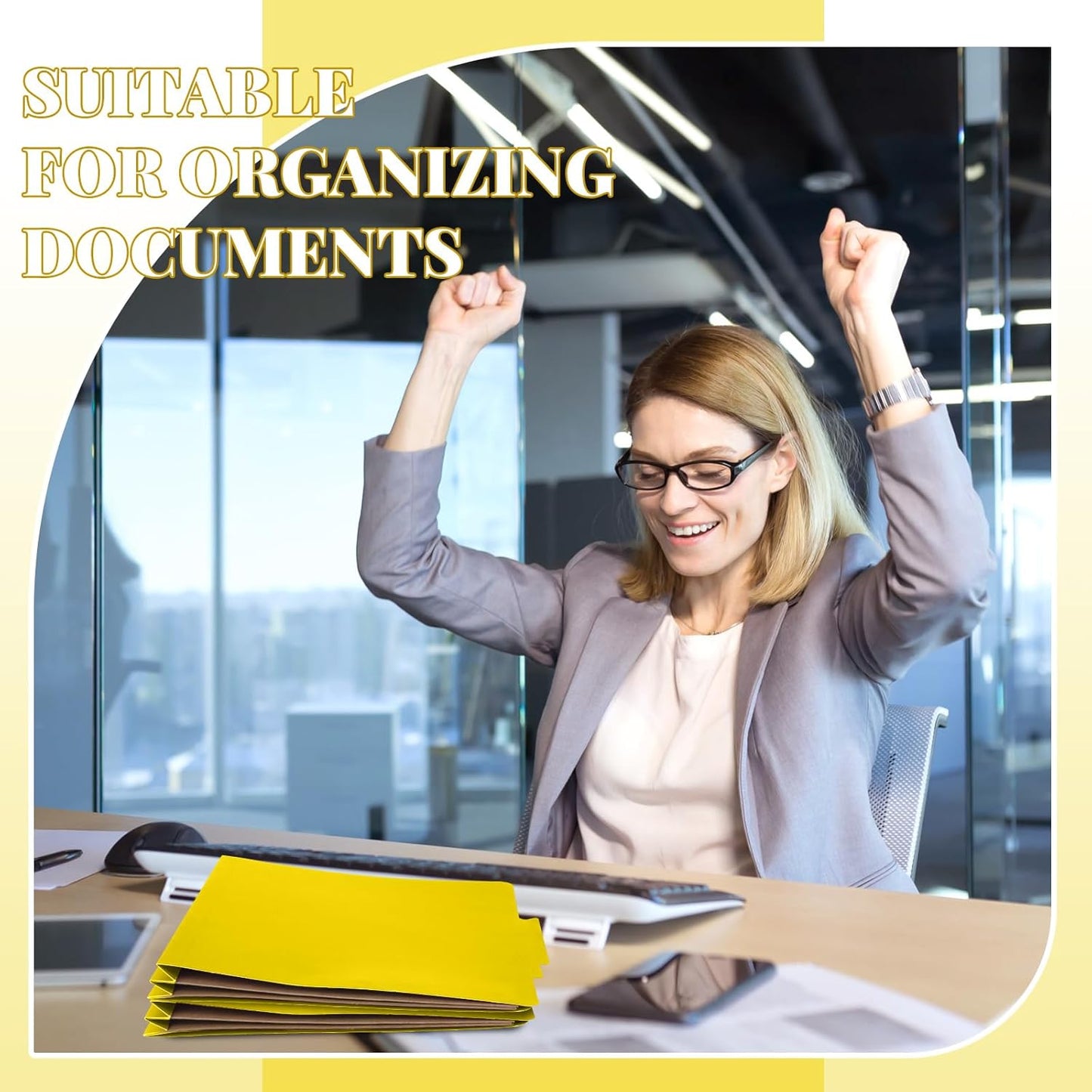 24 Pcs Classification Folders Letter Size, 2 Pocket Dividers Pressboard File Folder with Fasteners, Expanding File Organizer Bulk for Teachers, Clergy, Office, Church, Christmas (Yellow)