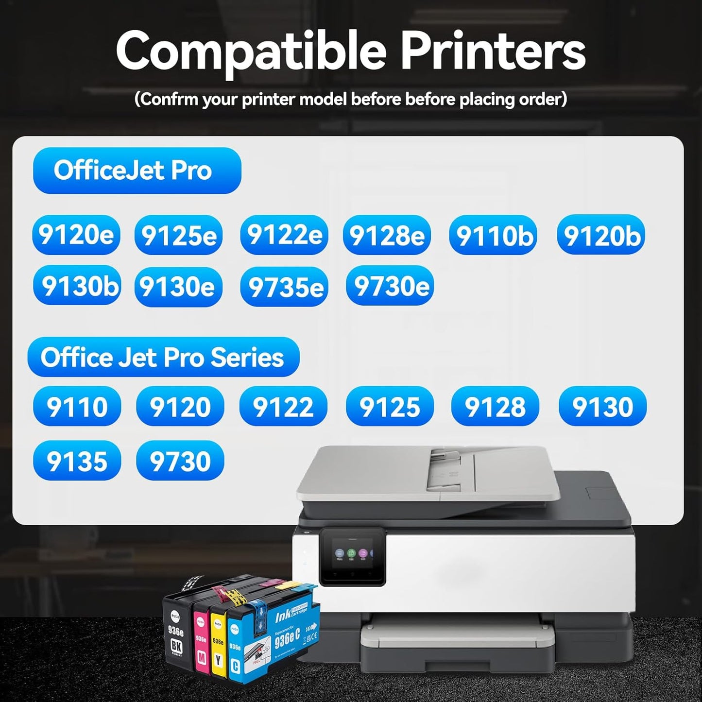 936XL Ink Cartridges Combo Pack for HP Black and Color OfficeJet Pro 9125e 9135e 9730e Series Replacement for HP 936 Ink Office Jet Pro 9122e 9128e 9110b 9120b 9130b 9135e 9730e Printer