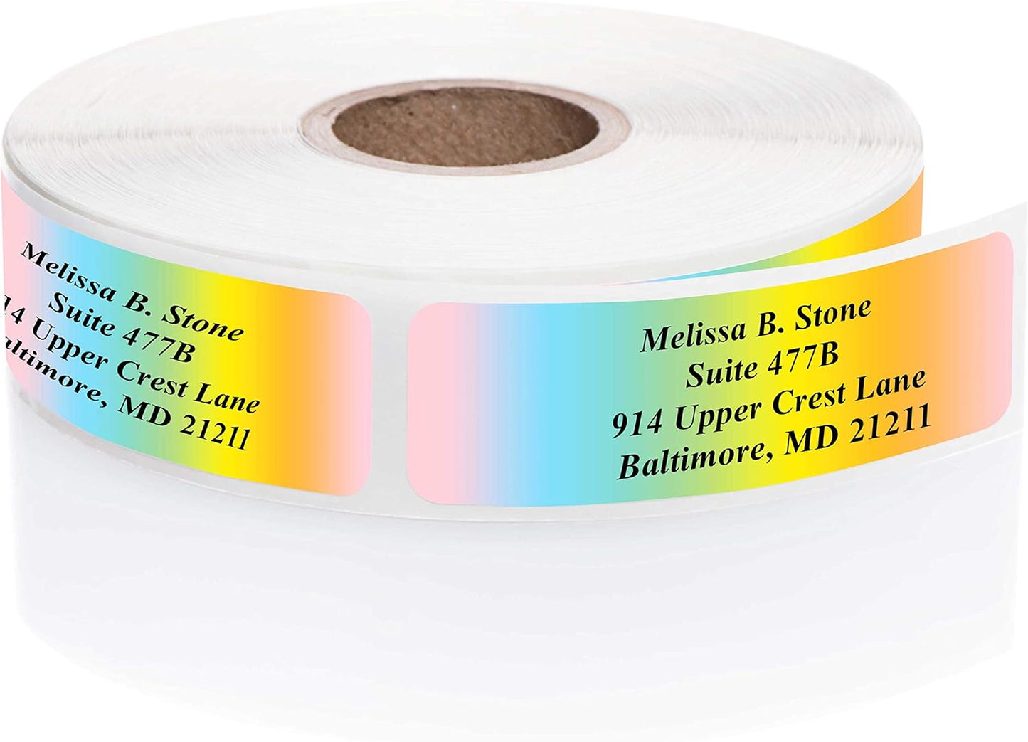 Cascading Rainbow Personalized Return Address Labels Without Dispenser - Roll of 500 Custom Stickers