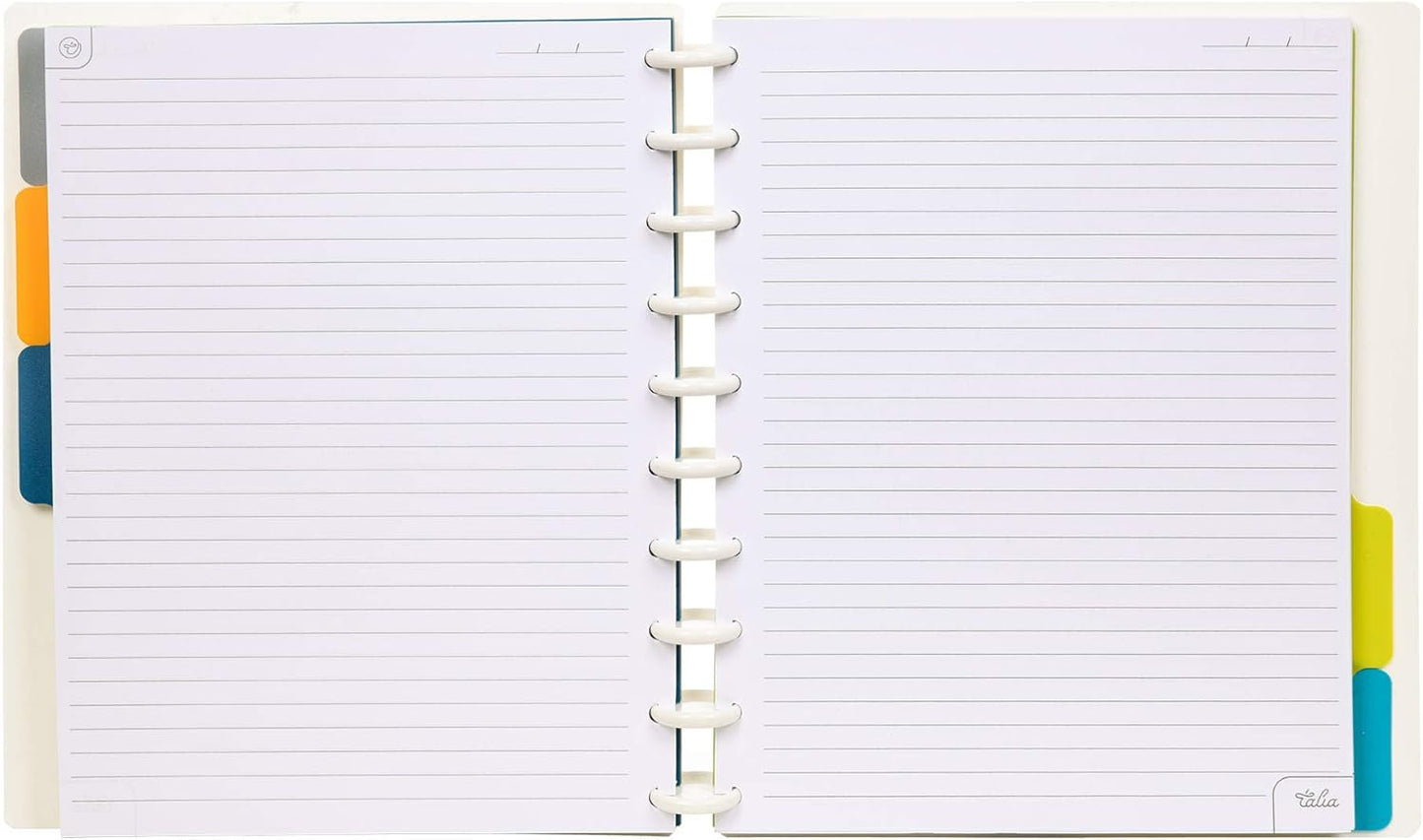 Talia Discbound Notebooks, Planner, Customizable, (White, Midsize (7.5in x 9.75in))