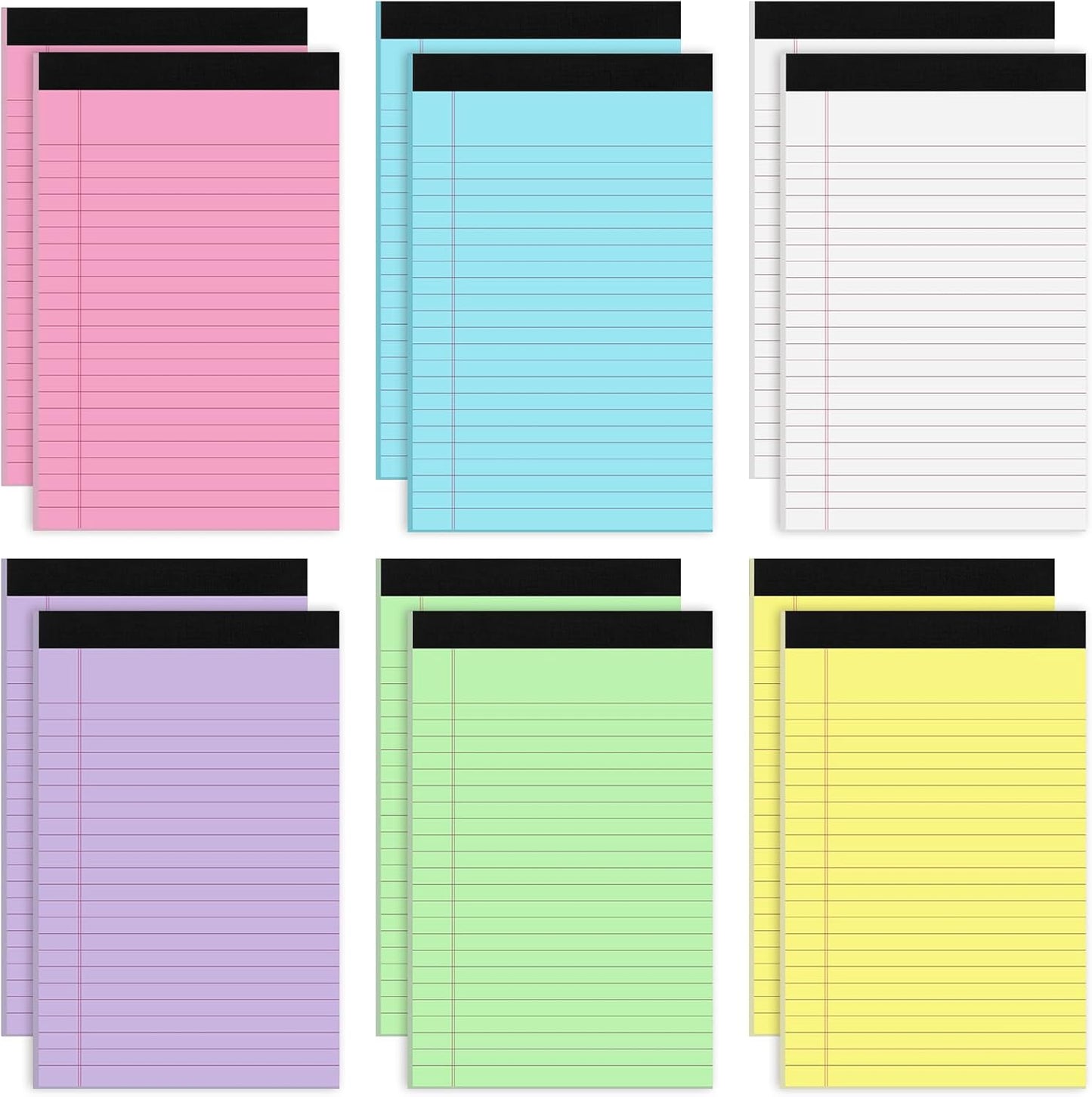 12 Packs Legal Pads 5x8, Totally 360 Sheets Colored Legal Pads 5x8 College Ruled Writing Pads Small Note Pads 30 Sheets/Pad Tablets Lined Notepad for School, Office, To-Do Lists