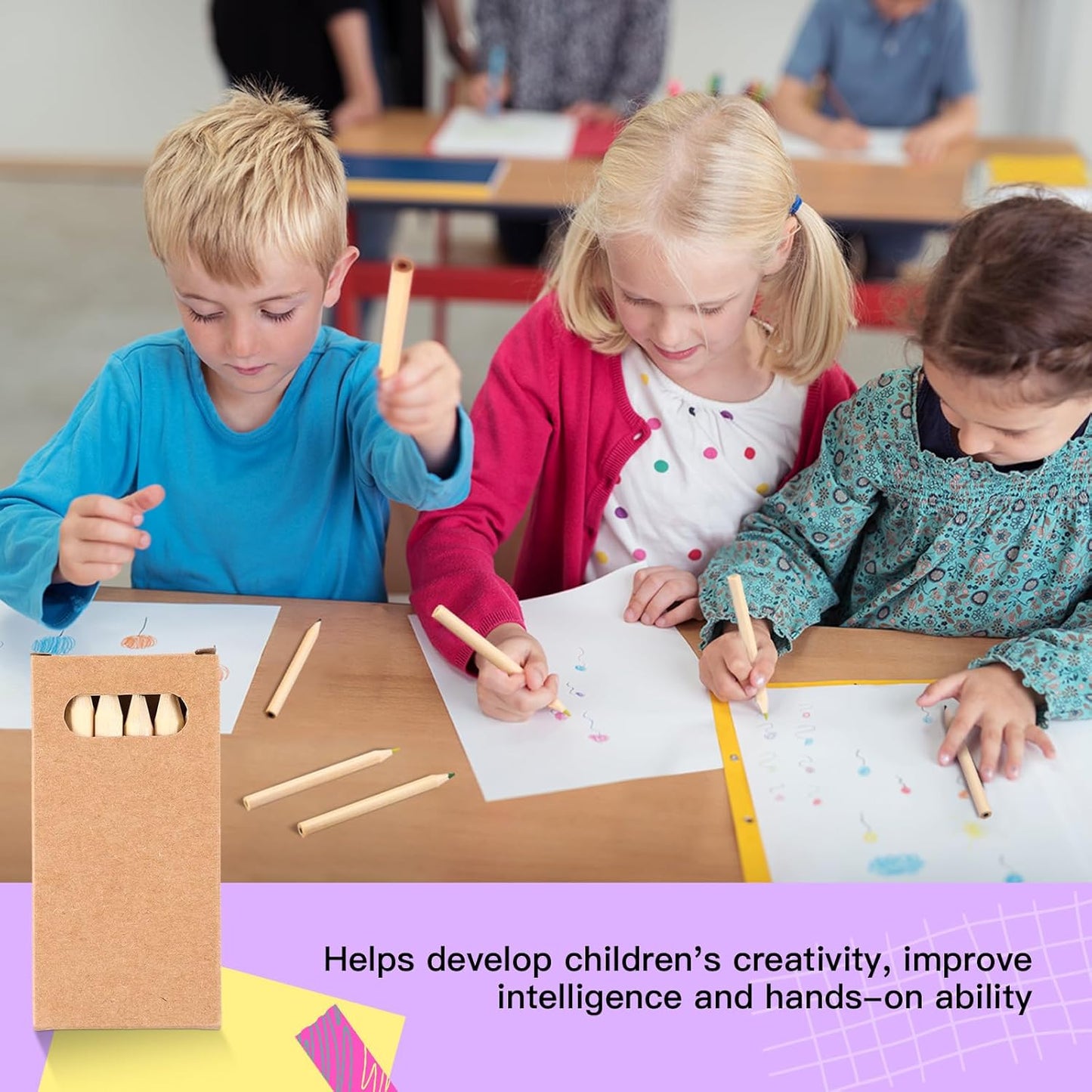 Faccito 150 Packs Mini Drawing Colored Pencils for Kids 3.5 Inch Portable Short Fat 6 Different color Pre Sharpened Pencils in Bulk for Children Painting Classroom School Supplies