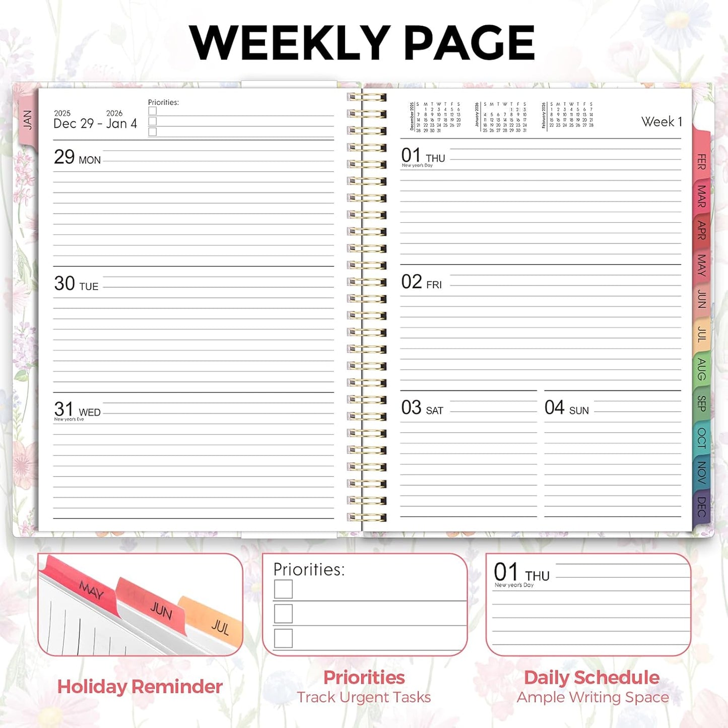Planner 2026, 8.5" x 11" Monthly & Weekly Planner with Tabs, JAN - DEC 2026, Goal Setting & Time Management Organizer for Professionals & Students