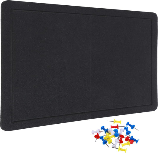 YOKIVE Felt Bulletin Board, 31.5 x 24 -Inch Foldable Decorative Pin Board Self Adhesive Felt Cork Board with 20 Pushpins, Great for Wall, Photo Display, Paste Note, Schedule(Black)