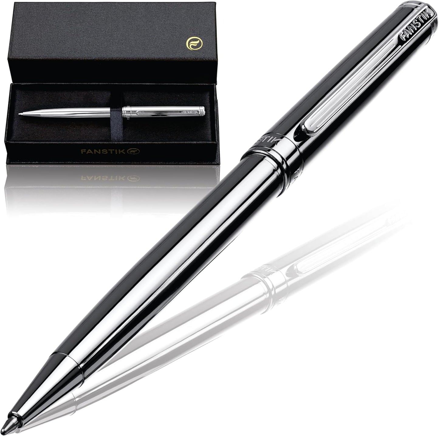 Silver Luxury ballpoint Pen (Made In USA) fancy gift set for women, Real 24K Gold Plating, Professional executive pen gift set for men (Lux BallPoint Silver)
