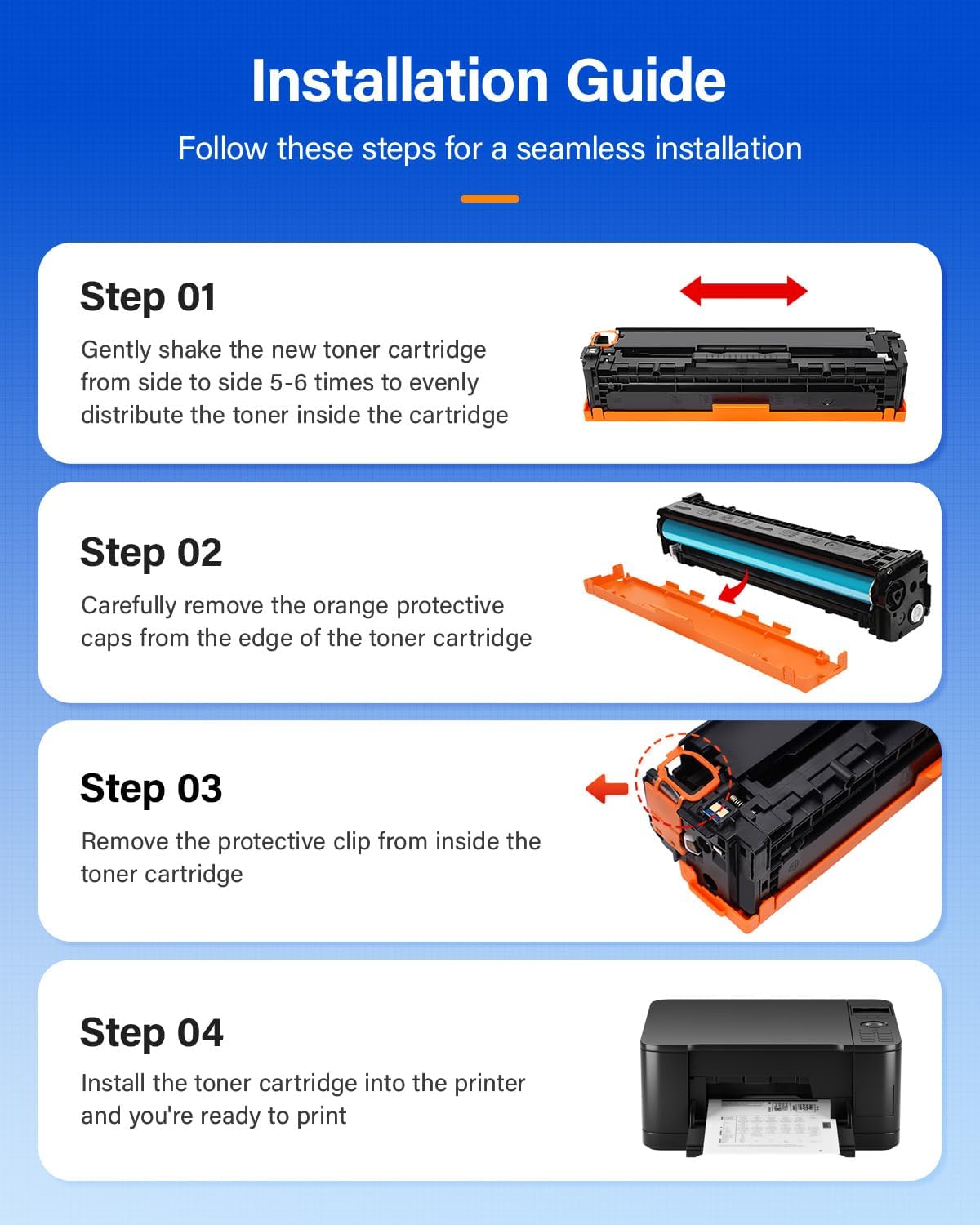 131A 131X High Yield Toner Cartridge 4-Pack Black Cyan Yellow Magenta Replacement for HP 131A CF210A CF211A CF212A CF213A Compatible for HP LaserJet Pro 200 color MFP M276nw M276n M251nw M251n Printer