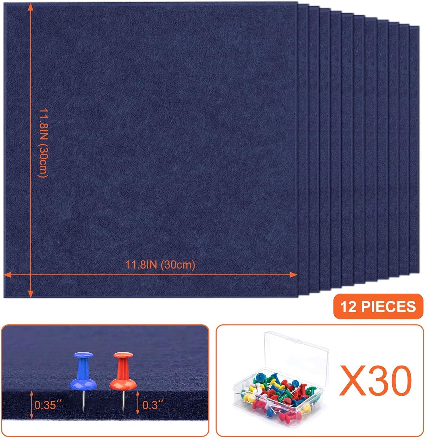 Cork Boards for Walls 48" x 36" Felt Board Alternative, 12 Pack Felt Wall Tiles Bulletin Board, Large Cork Board for Office Pin Board Tack Board Cork Boards