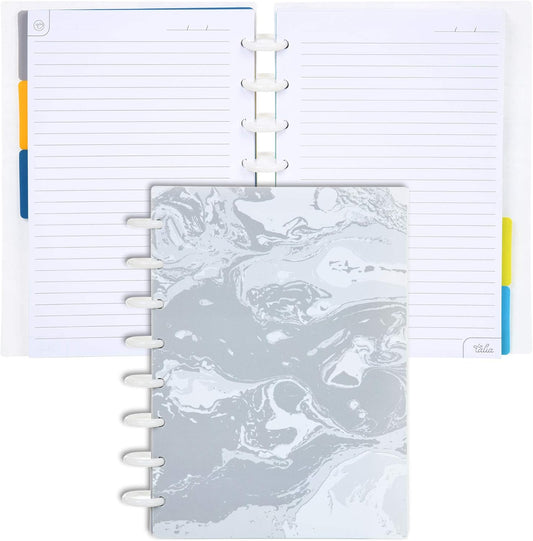 Talia Discbound Notebooks, Planner, Customizable, (Marble Flow Carrara, Junior (5.5in x 8.5in))