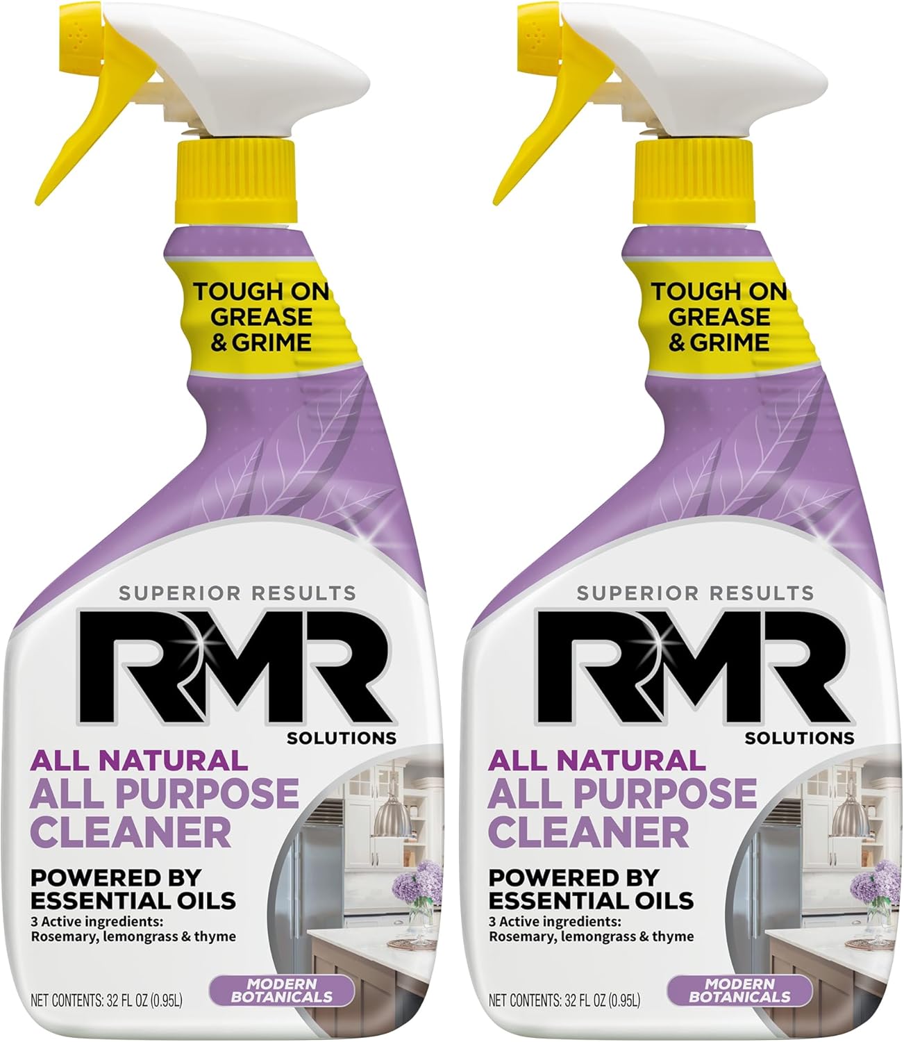 RMR All Natural All-Purpose Cleaner - Non-Toxic, Rinse-Free Multipurpose Cleaning Supplies, Biodegradable, Modern Botanical Scent, 32-Ounce Spray, 2 Pack