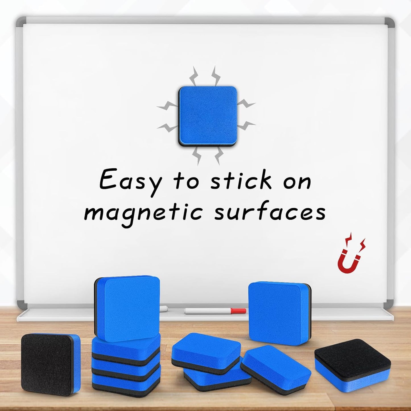 200 Pack Dry Erase Erasers, Mini Magnetic Dry Erase Eraser Bulk, Square Blue White Board Dry Erasers, Ideal Chalkboard Cleansers, Perfect for Kids Classroom, Home and Office (1.97 x 1.97 Inch)