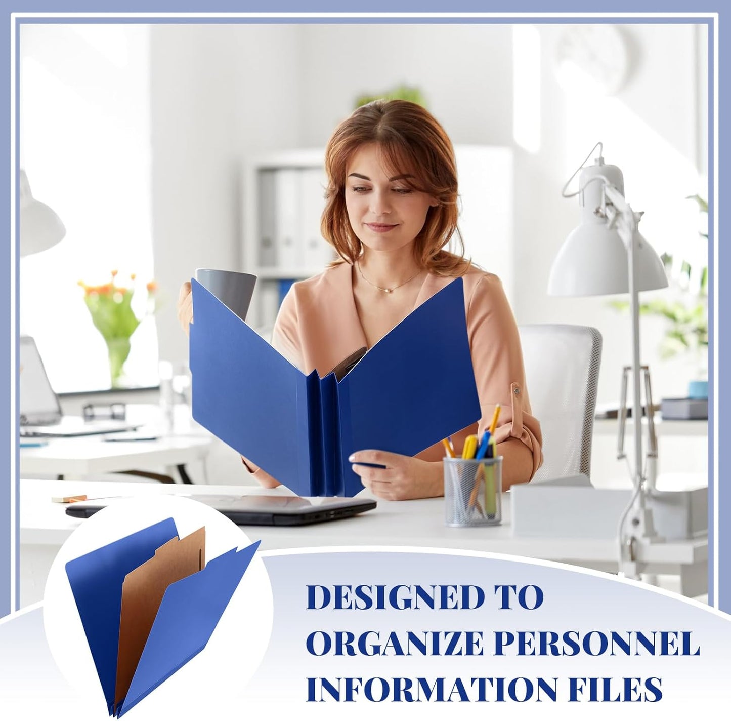 72 Pcs Classification Folders Letter Size, 1 Divider Pressboard File Folder with Fasteners, Expanding File Organizer Bulk for Teachers, Clergy, Office, Church, Christmas Donations (Dark Blue)