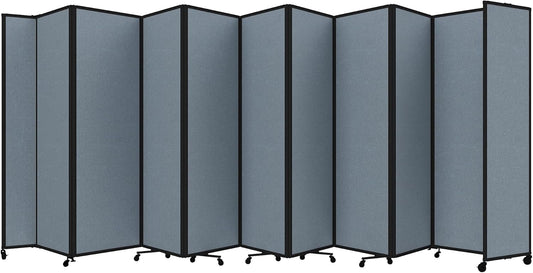Versare Room Divider 360 Portable Wall Partition | Folding Panels | Large Freestanding Divider | Locking Wheels | Temporary Room Separator | 25' x 7'6'', Powder Blue