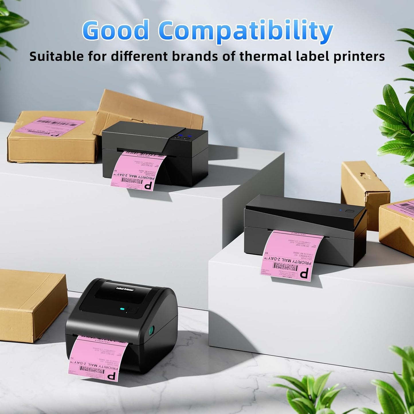 4x6 Pink Thermal Labels, 1 Packs of 500 4x6 Fold Labels - Compatible with JADENS, ASprink, Phomemo, Rollo, Zebra, Omezizy and Other Thermal Printers