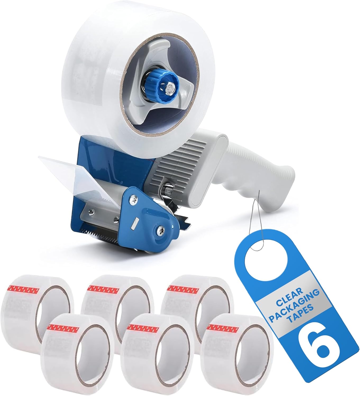 Heavy Duty Packing Tape with Dispenser - 1.88 Inch x 65 Yards, 6-Pack Clear Packaging Tapes, Durable Tape Dispenser for Secure Sealing, Ideal for Moving and Shipping