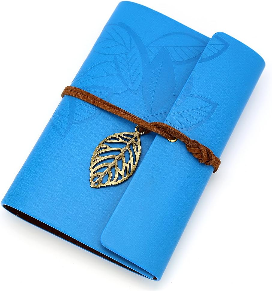 EvZ Vintage Blue PU Leather Cover Loose Leaf Blank Notebook Journal Diary Gift