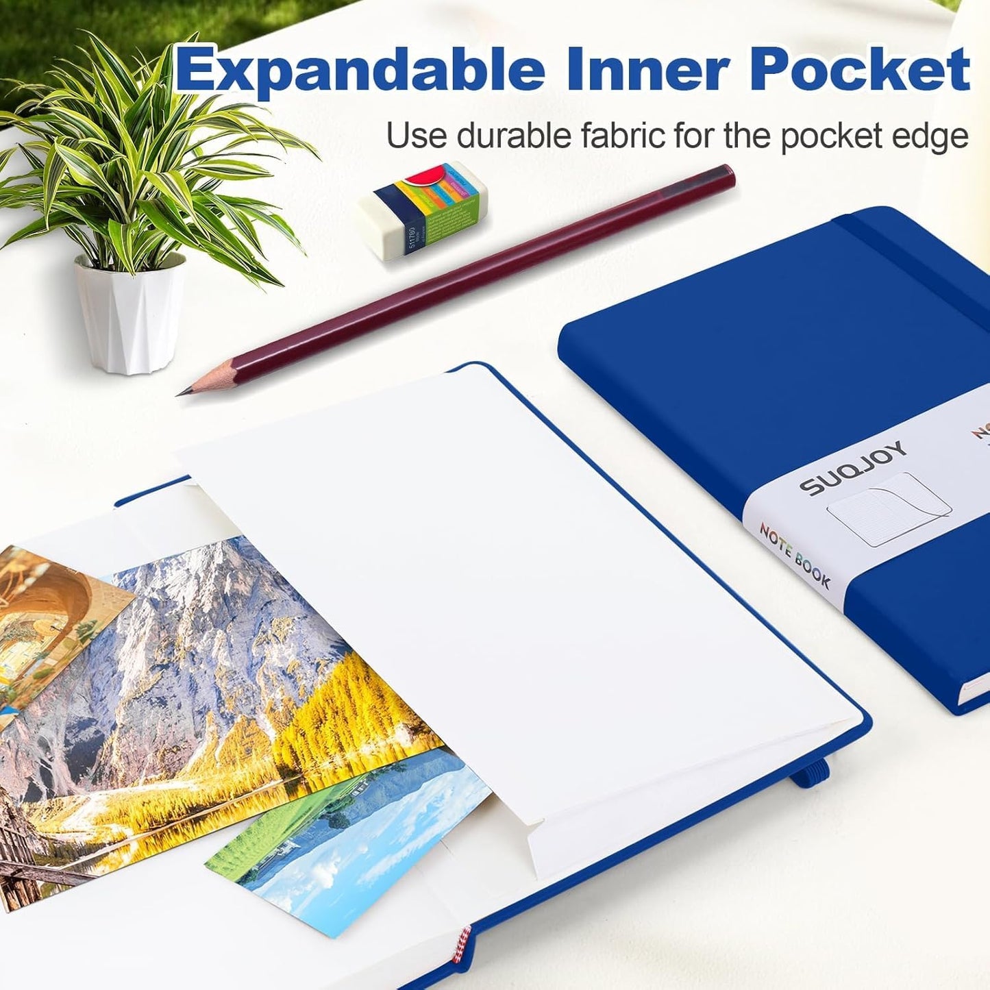 Lined Journal Notebooks, 160 Pages, 5.5x 8.2-Inch Journals for Women Men, Hardcover Notebook with 100 gsm Thick Paper, A5 Size College Ruled Notebook for Writing/Travel/Work (Blue, 6 Pack)