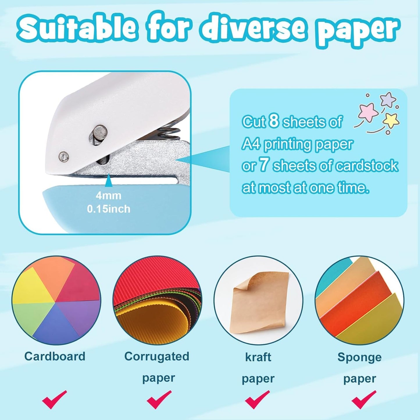 UCEC Star Hole Punch 1/4 Inch Single Puncher, Paper Punches for Crafting, Mini Hole Puncher for DIY Scrapbook Tool, Crafts, Foldable Save Storage Space Small Star Shaped Hole Punch (2 Pack)