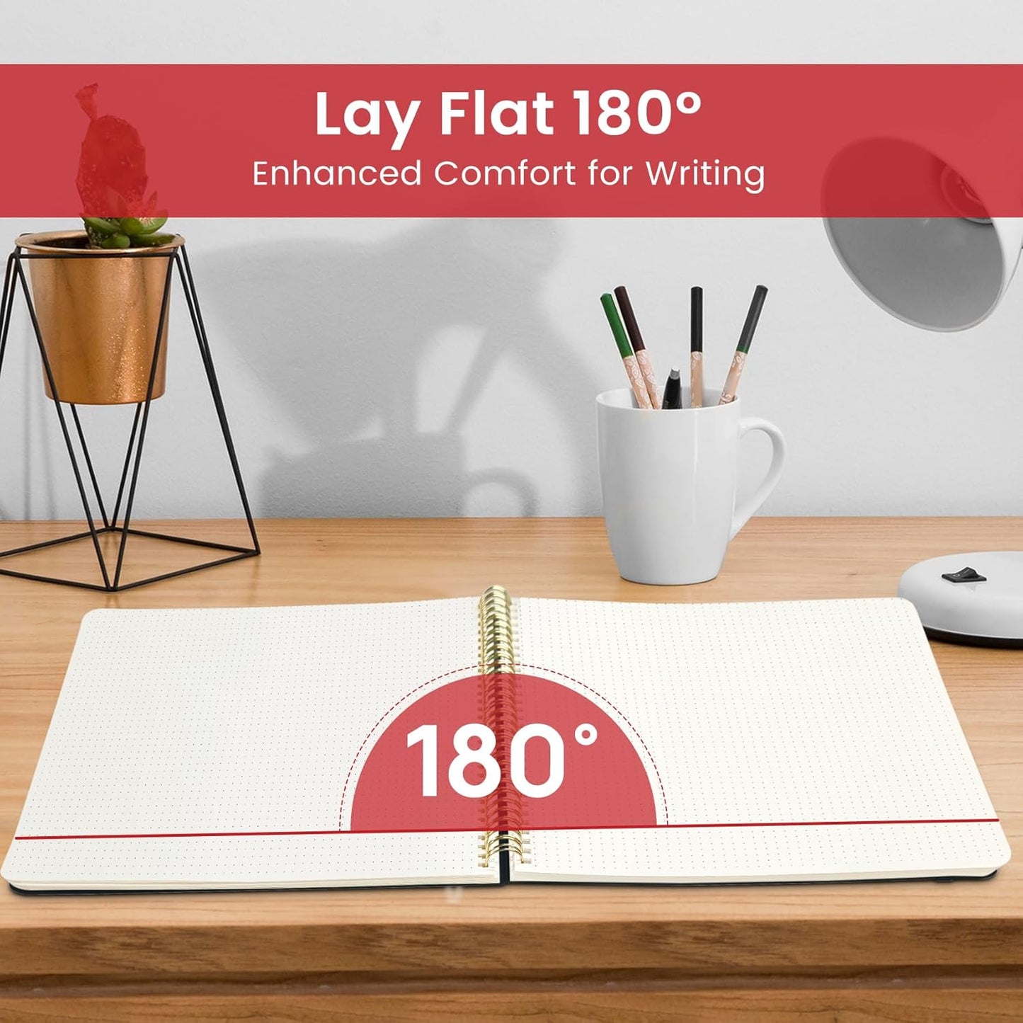 Taja Spiral Dotted Notebook, 8.5"x11" Notebooks for Work, Large A4 Journal for Women & Men, Bullet Dotted Journal, Journaling Notebook for Writing, Plastic Cover Spiral Journal, Black