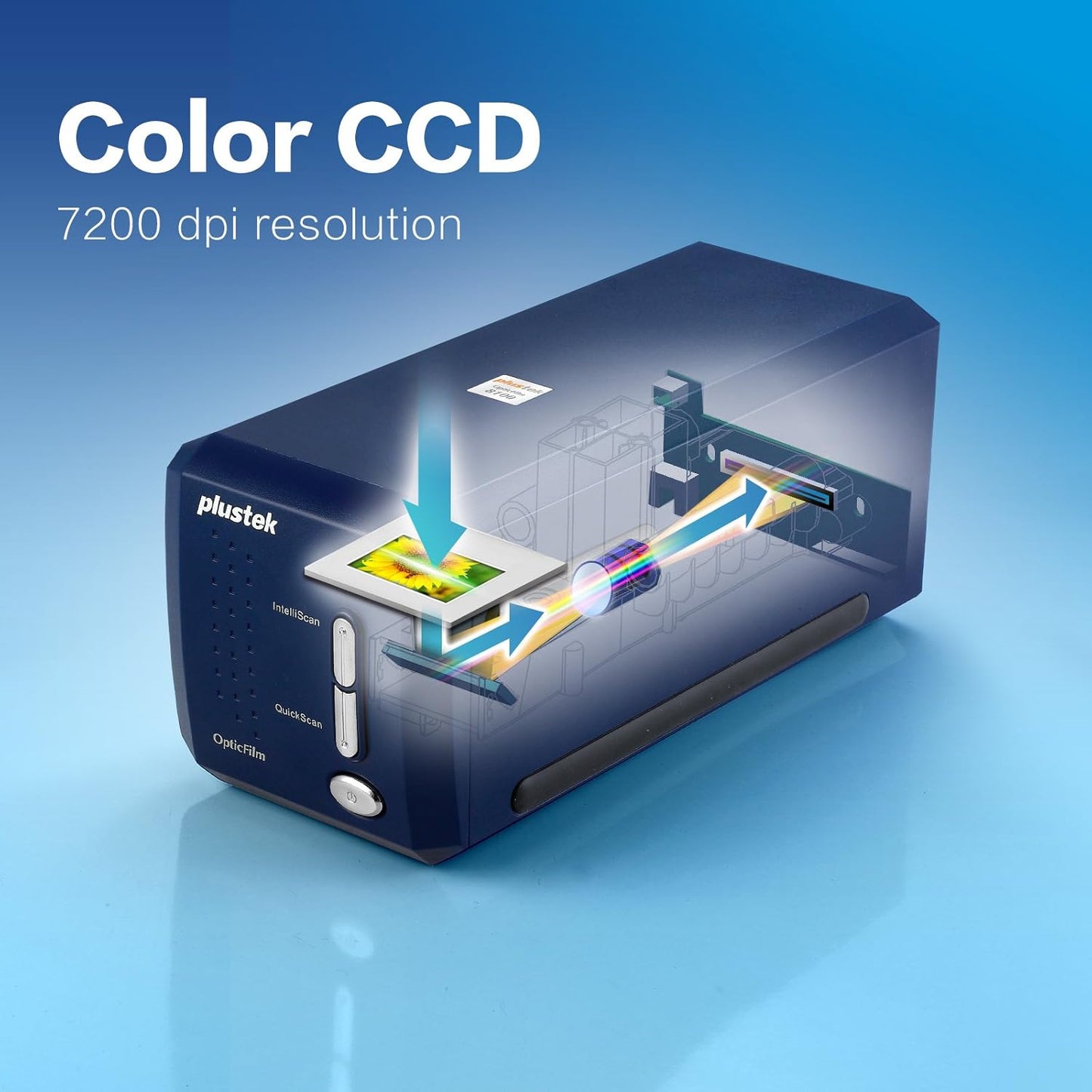 Plustek OpticFilm 8100-35mm Negative Film/Slide Scanner with 7200 DPI and 48-bit Output. Bundle Silverfast SE Plus 9, Support Mac and Windows
