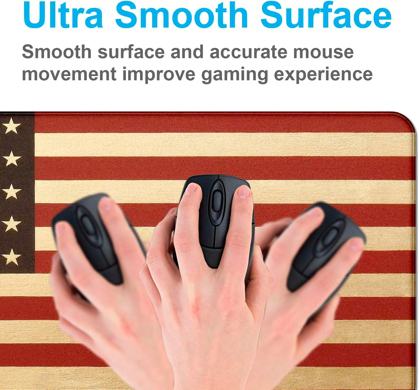 American Flag Extended Mouse Pad, Large Gaming Mouse Pad XXL Laptop Mouse Keyboard Pad 35.4 x 15.7-Inch Office Desk Decoration