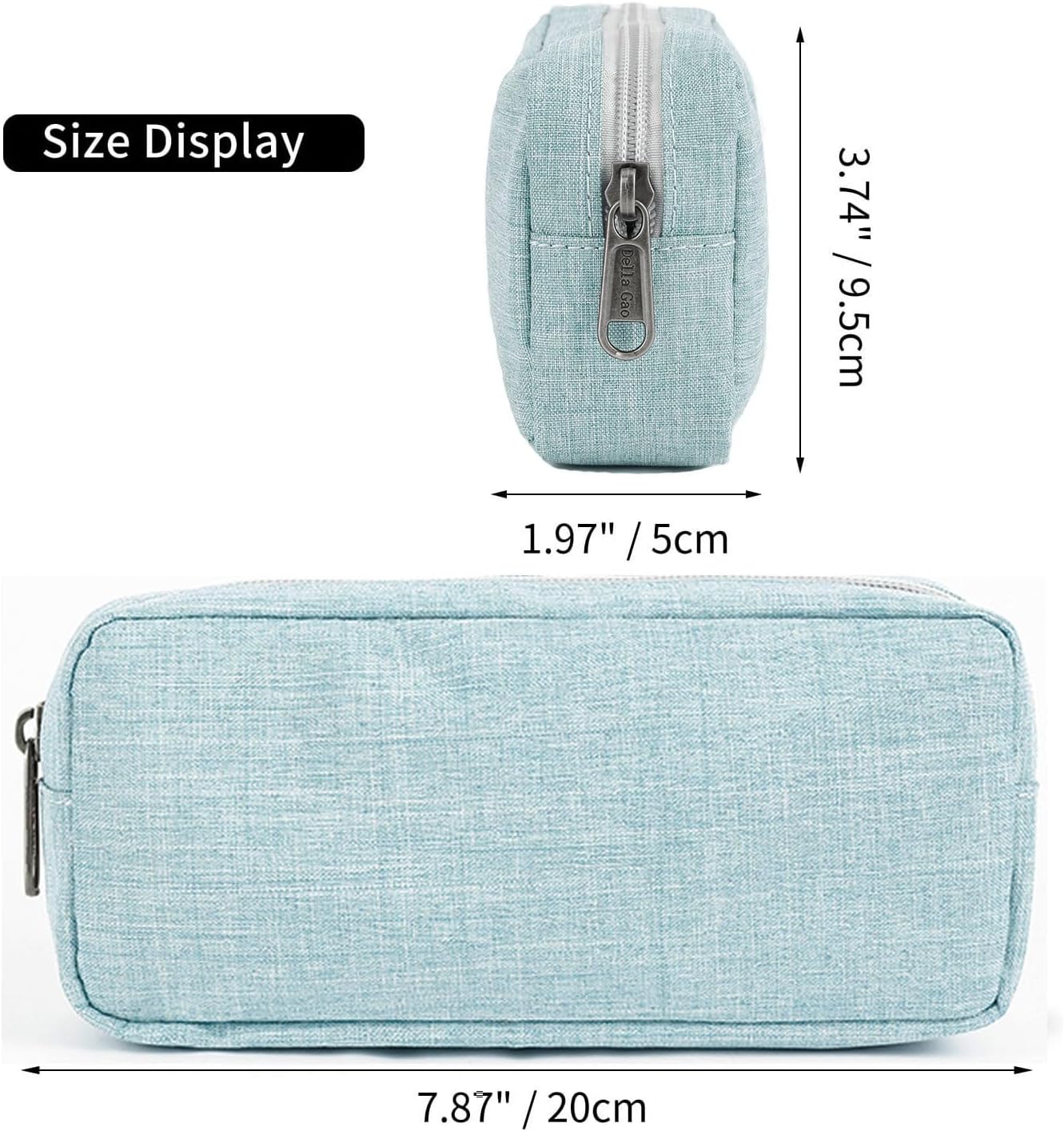 Della Gao Small Pencil Case Large Capacity Pencil Pouch Marker Pen Bag Coin Pouch Office Stationery Organizer (Blue)