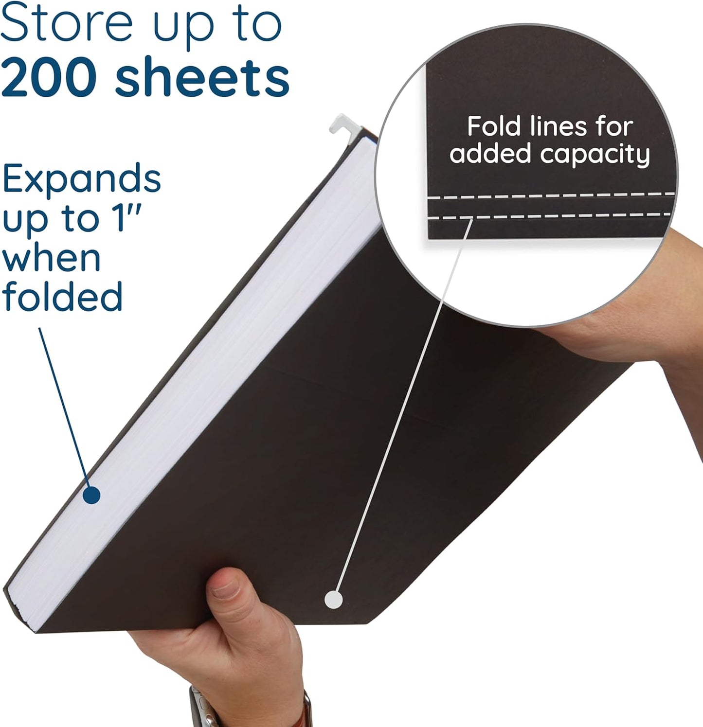 Blue Summit Supplies Hanging File Folders, 25 Reinforced Hang Folders, Designed for Home and Office Color Coded File Organization, Letter Size, Black, 25 Pack