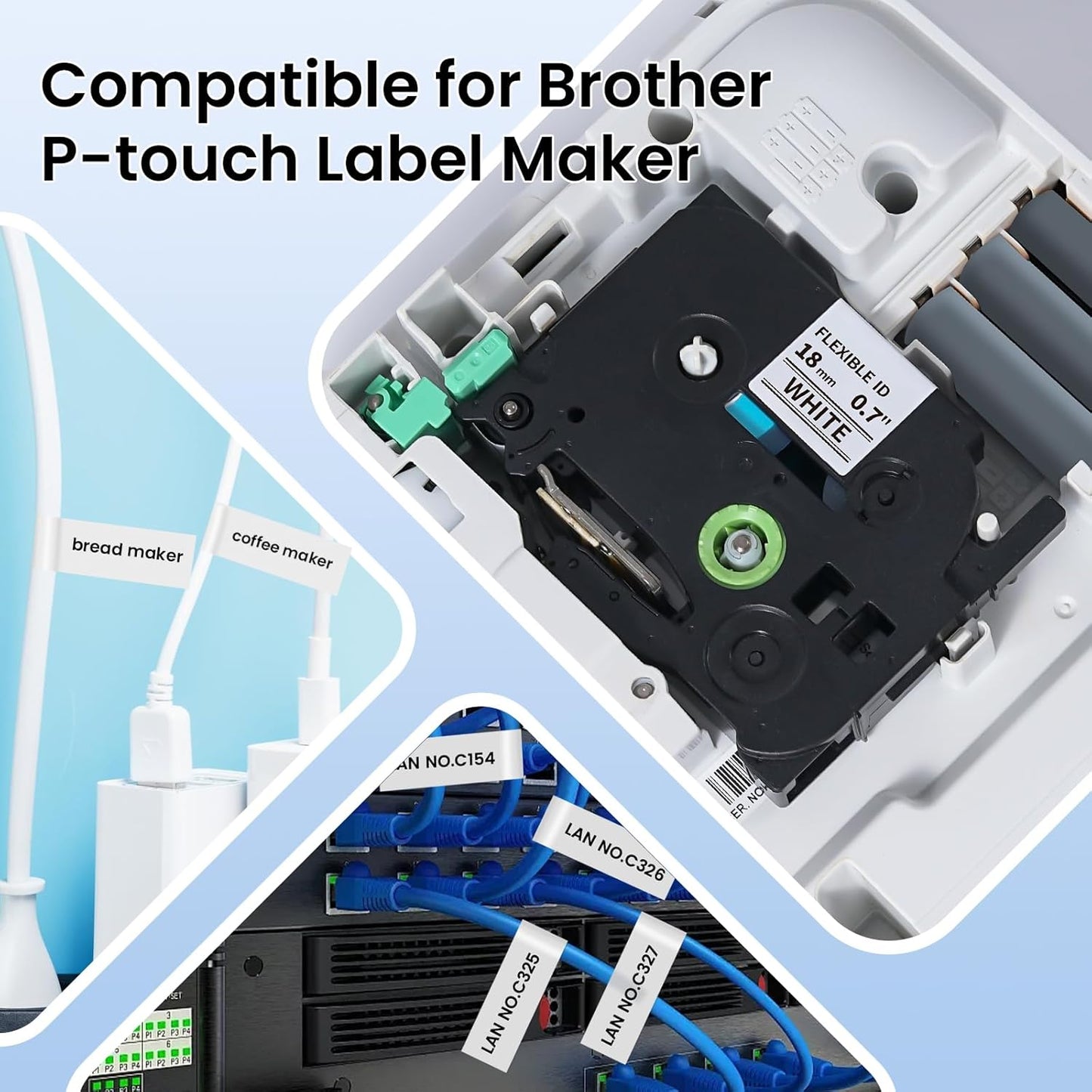 Flexible-ID TZe-FX251 Label Tape 24mm Compatible with Brother P-touch Flexible Label TZeFX251 FX251 1 inch, Suited for Wire Wrapping and Frlagging for PTE560TVP PTD600 PTP710BT Label Maker, 4pk