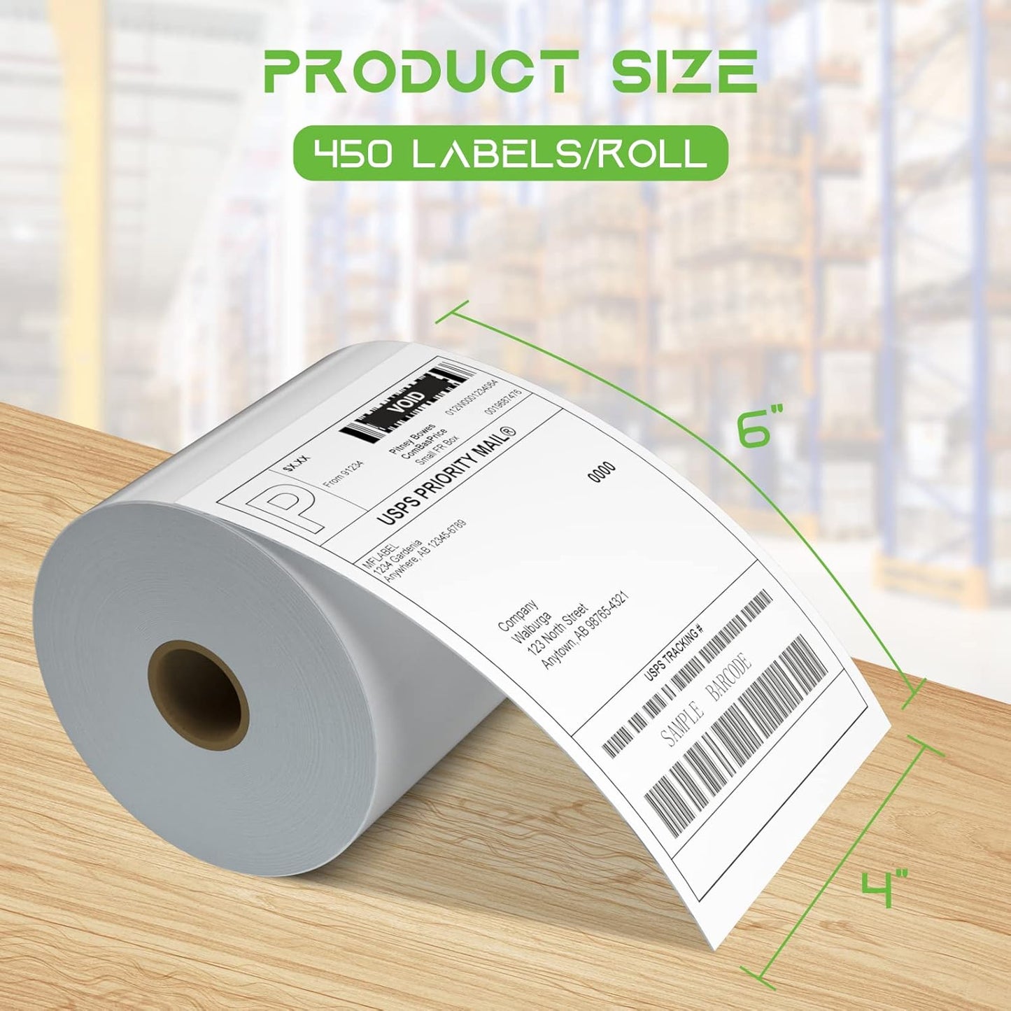 MFLABEL® 24 Rolls of 450 Labels 4x6 Direct Thermal Shipping Labels for Zebra 2844 ZP-450 ZP-500 ZP-505