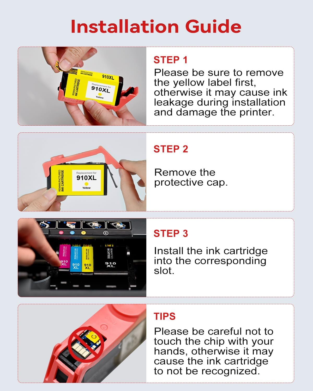 910XL Ink Cartridges Combo Pack Replacement Compatible for HP 910 XL HP910 Ink Works with OfficeJet Pro 8010e 8015e 8022e 8020e 8025e 8028e 8035e Series
